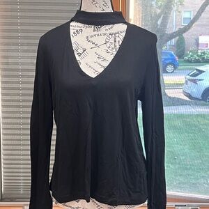 Madewell Black V-Neck Long Sleeve Blouse